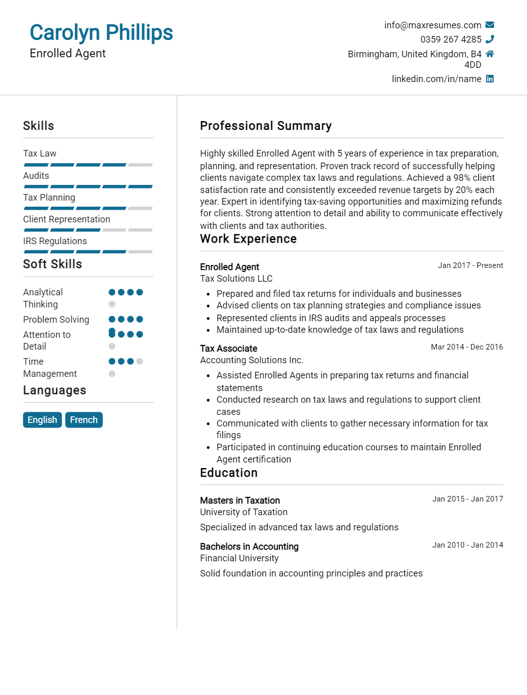 enrolled-agent-resume-sample