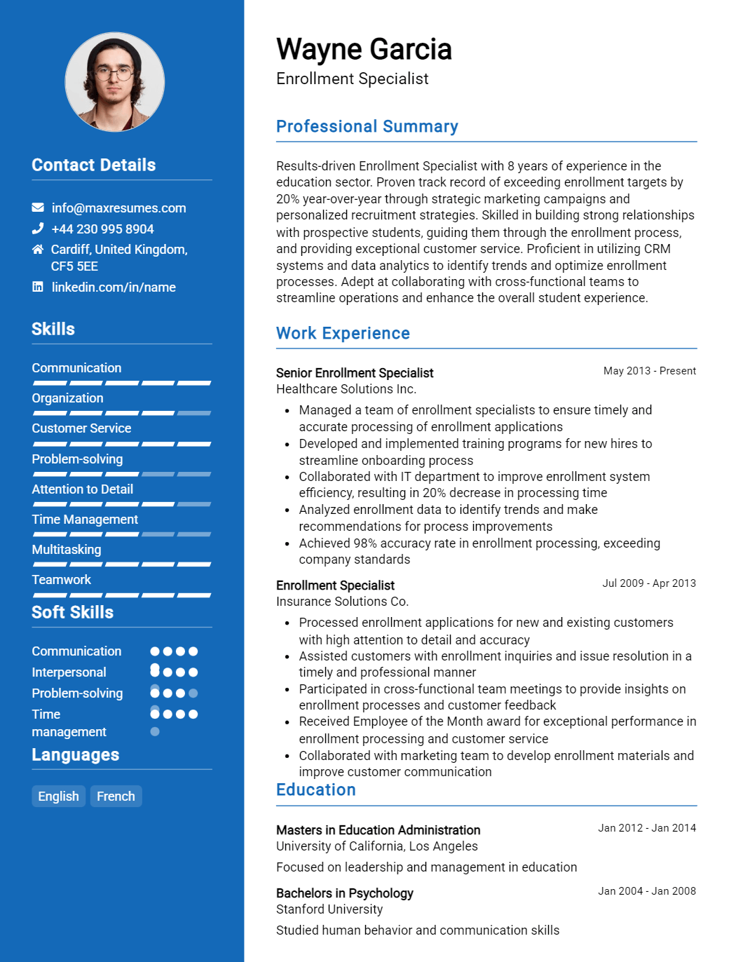 enrollment-specialist-resume-sample