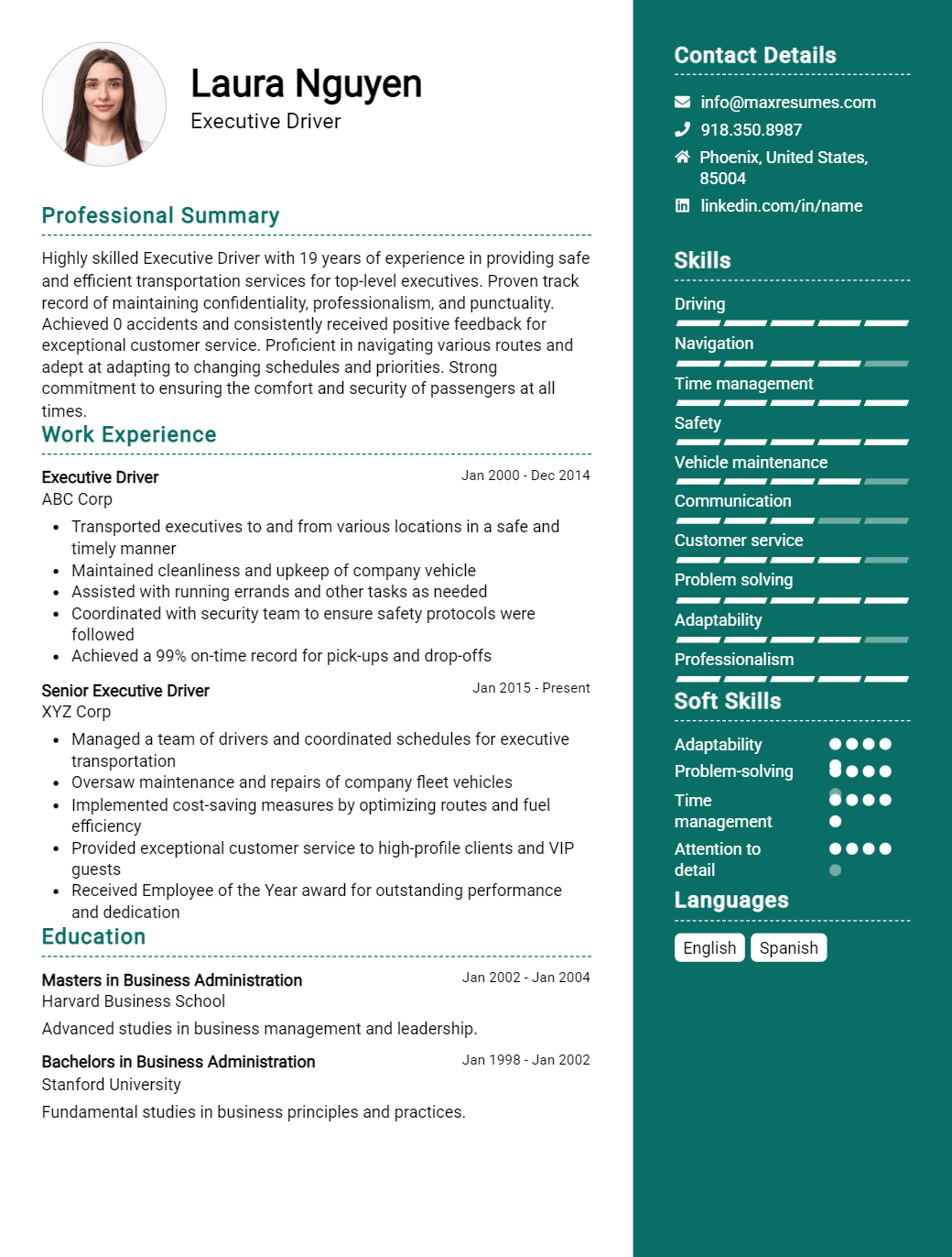 executive-driver-resume-sample
