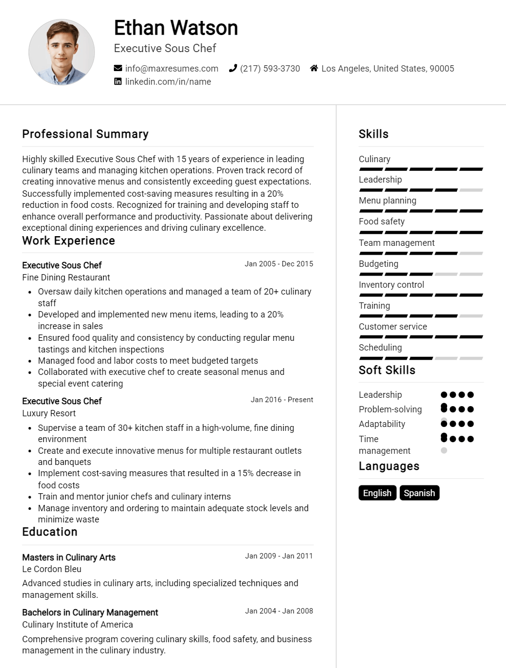 executive-sous-chef-resume-sample