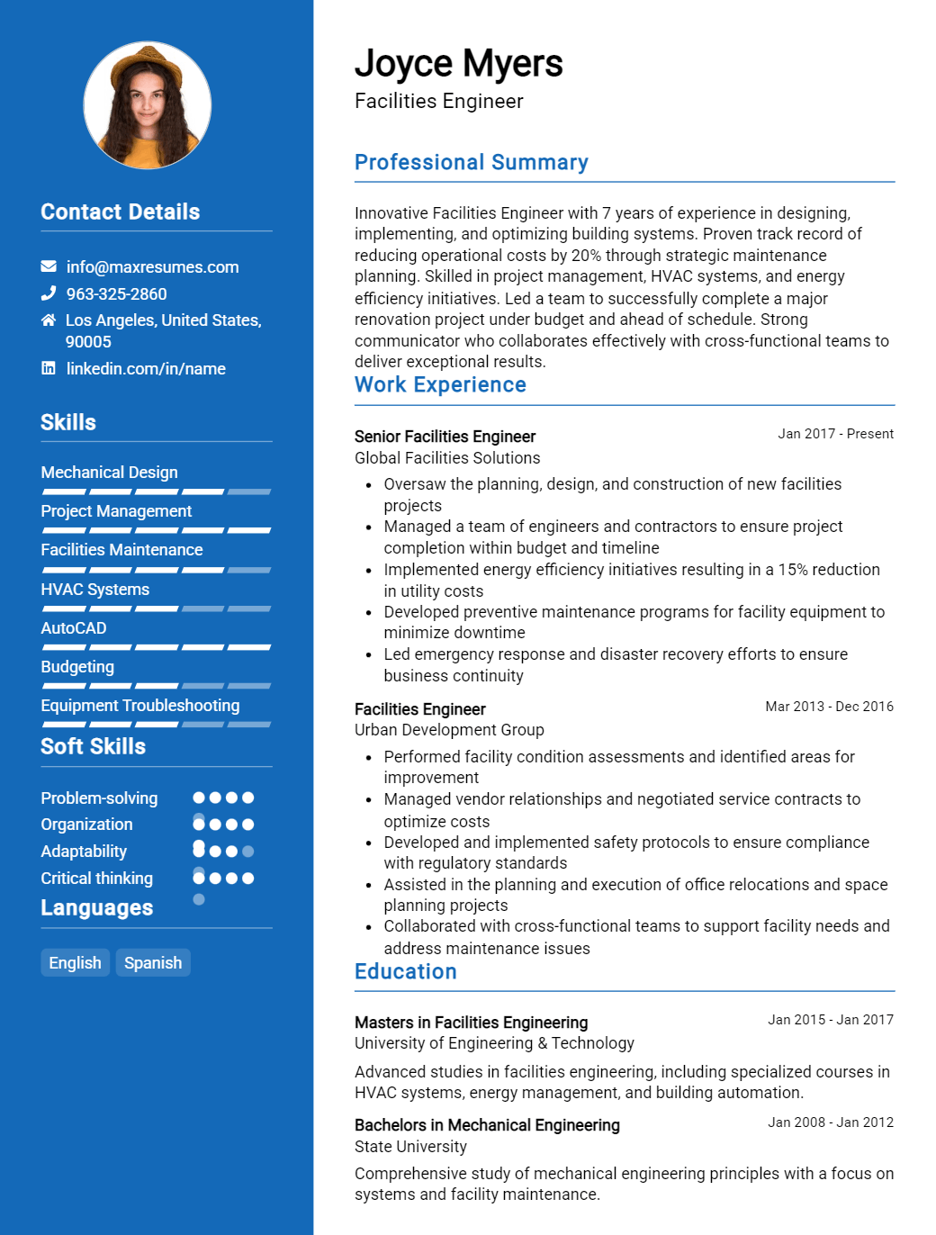 facilities-engineer-resume-sample