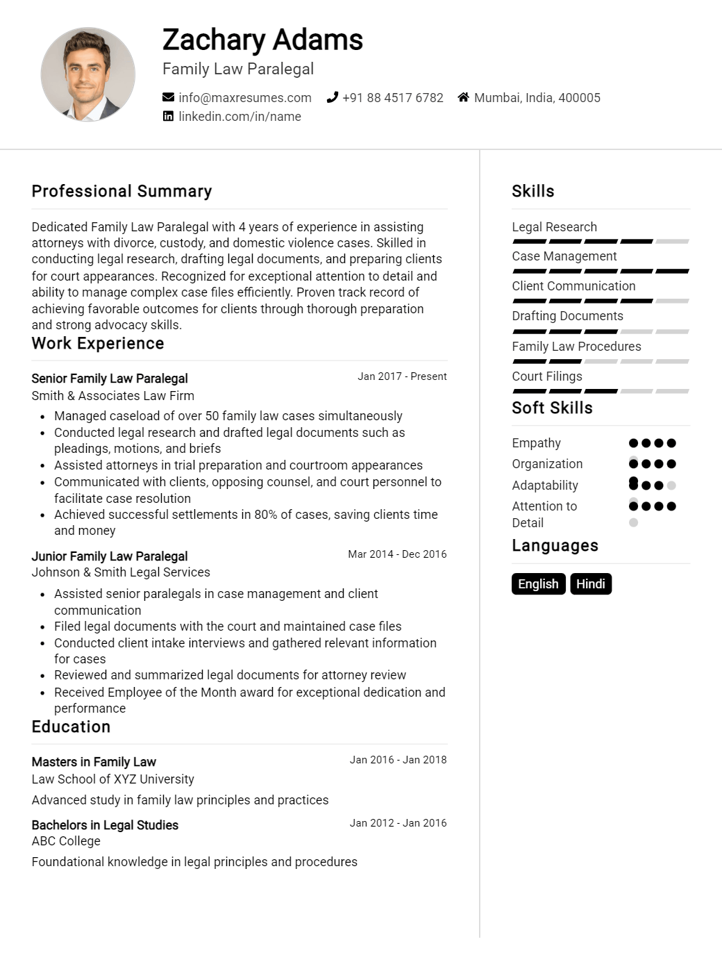family-law-paralegal-resume-sample