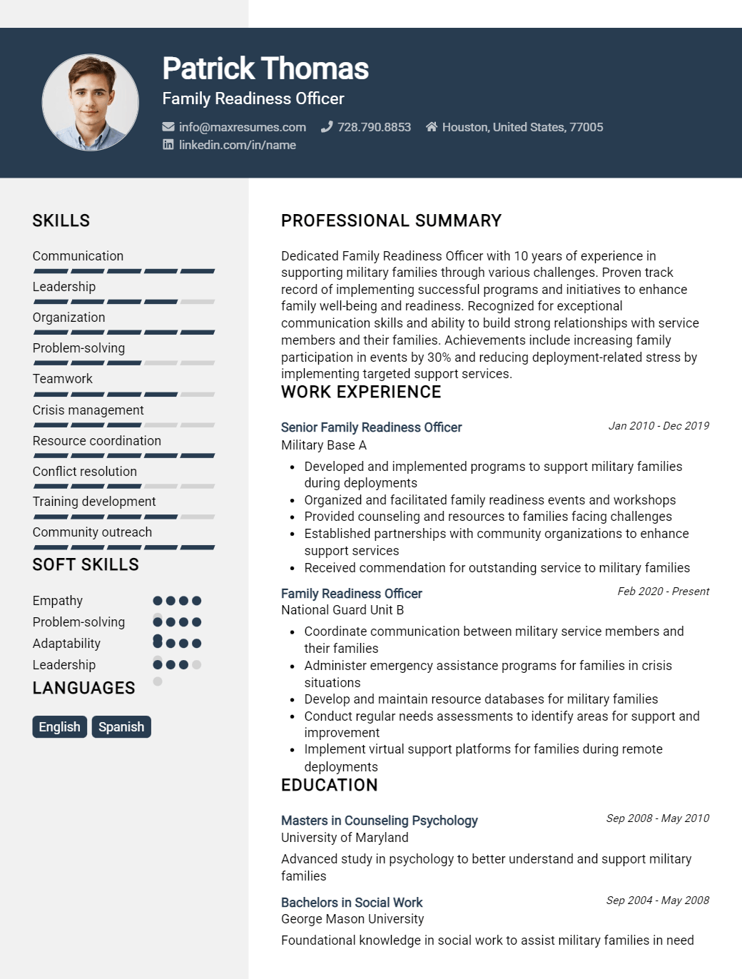family-readiness-officer-resume-sample