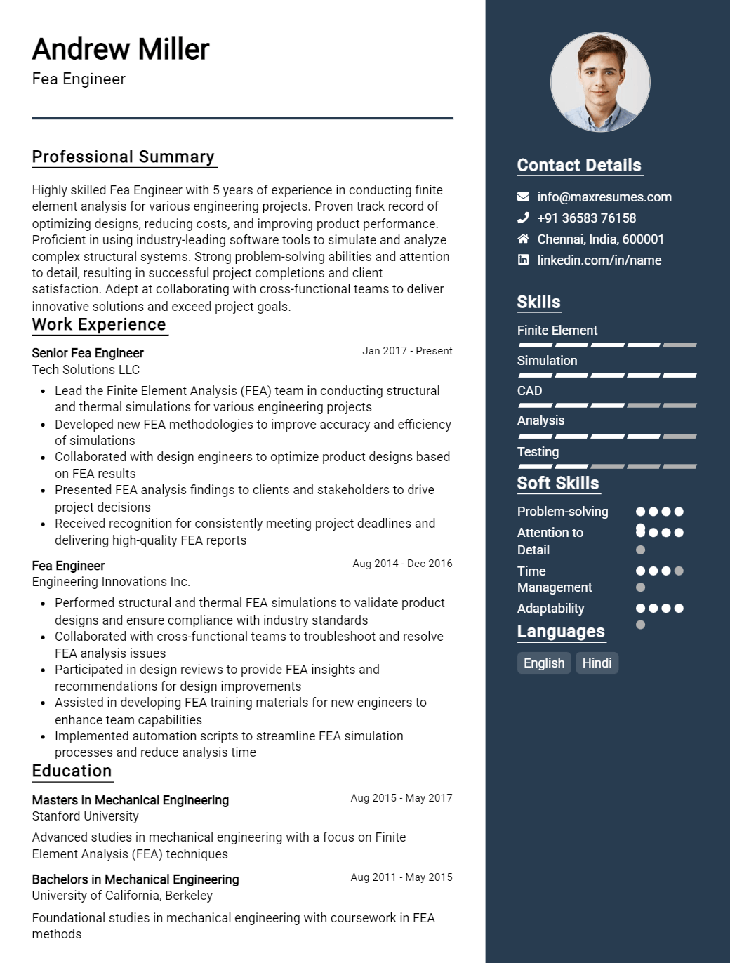 fea-engineer-resume-sample