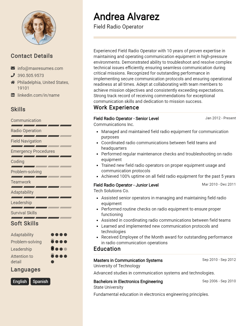 field-radio-operator-resume-sample
