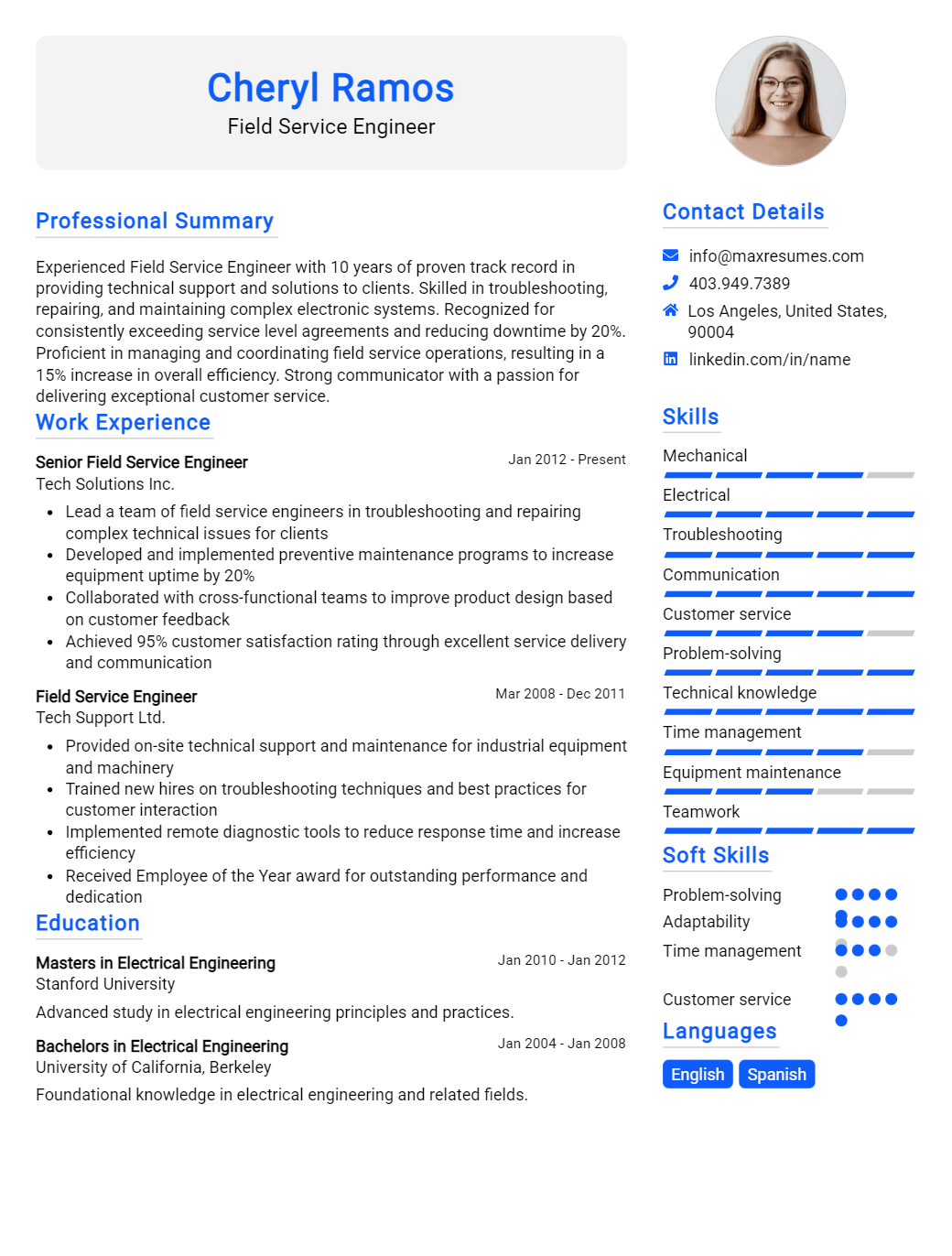 field-service-engineer-resume-sample