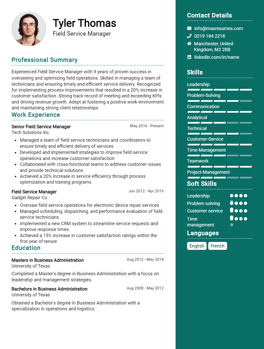 field-service-manager-resume-sample