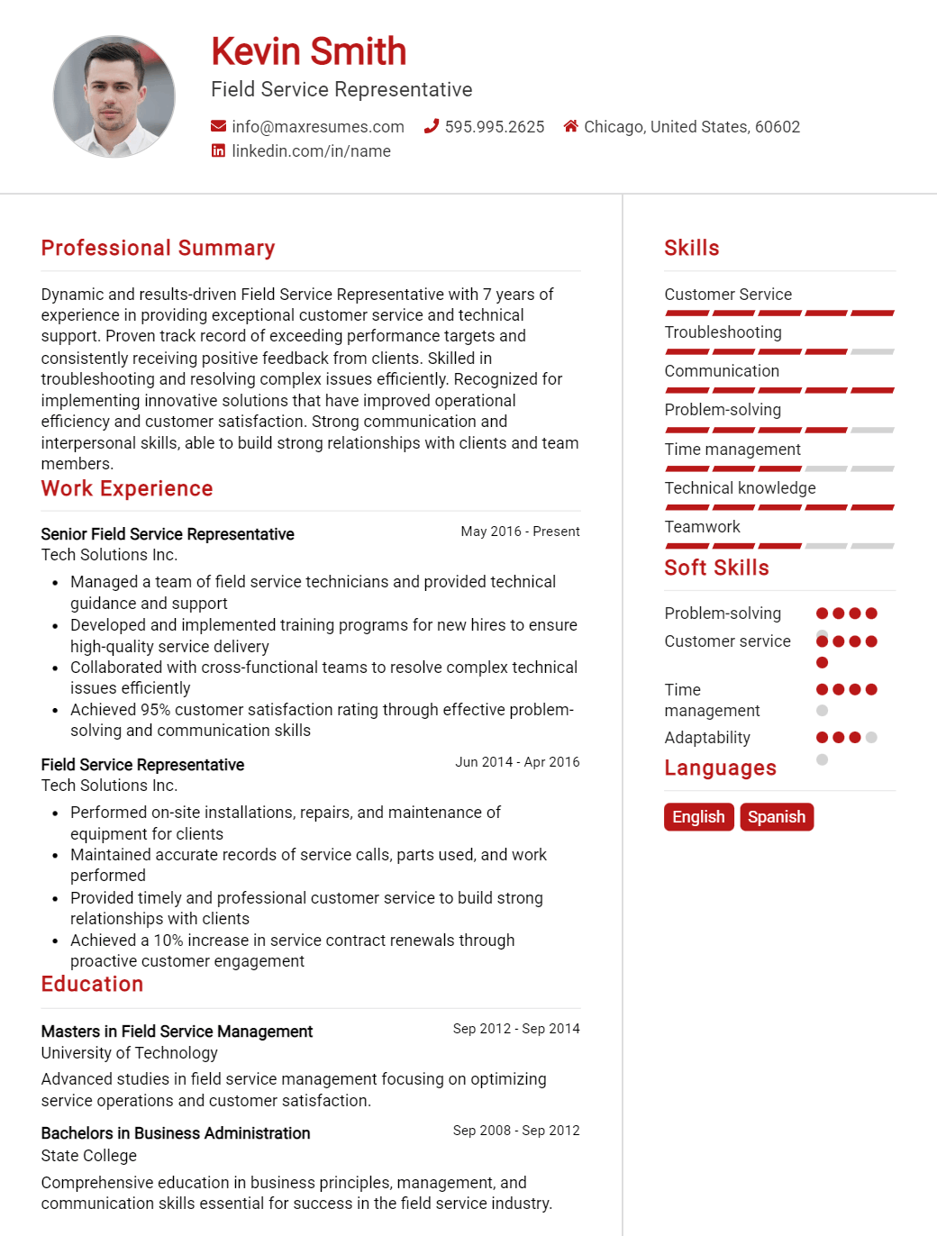 field-service-representative-resume-sample