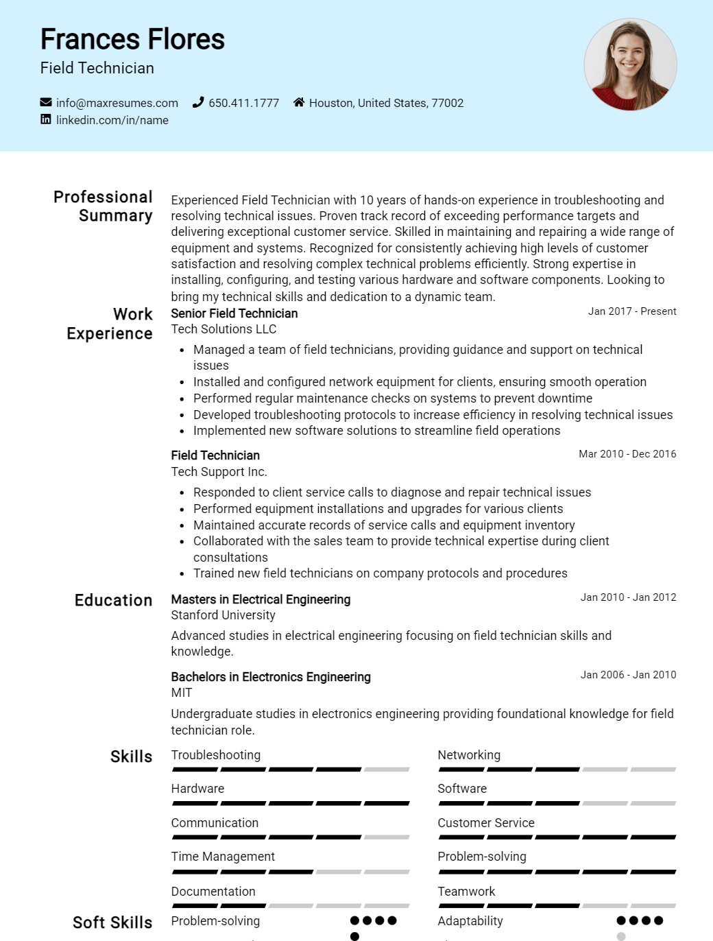 field-technician-resume-sample