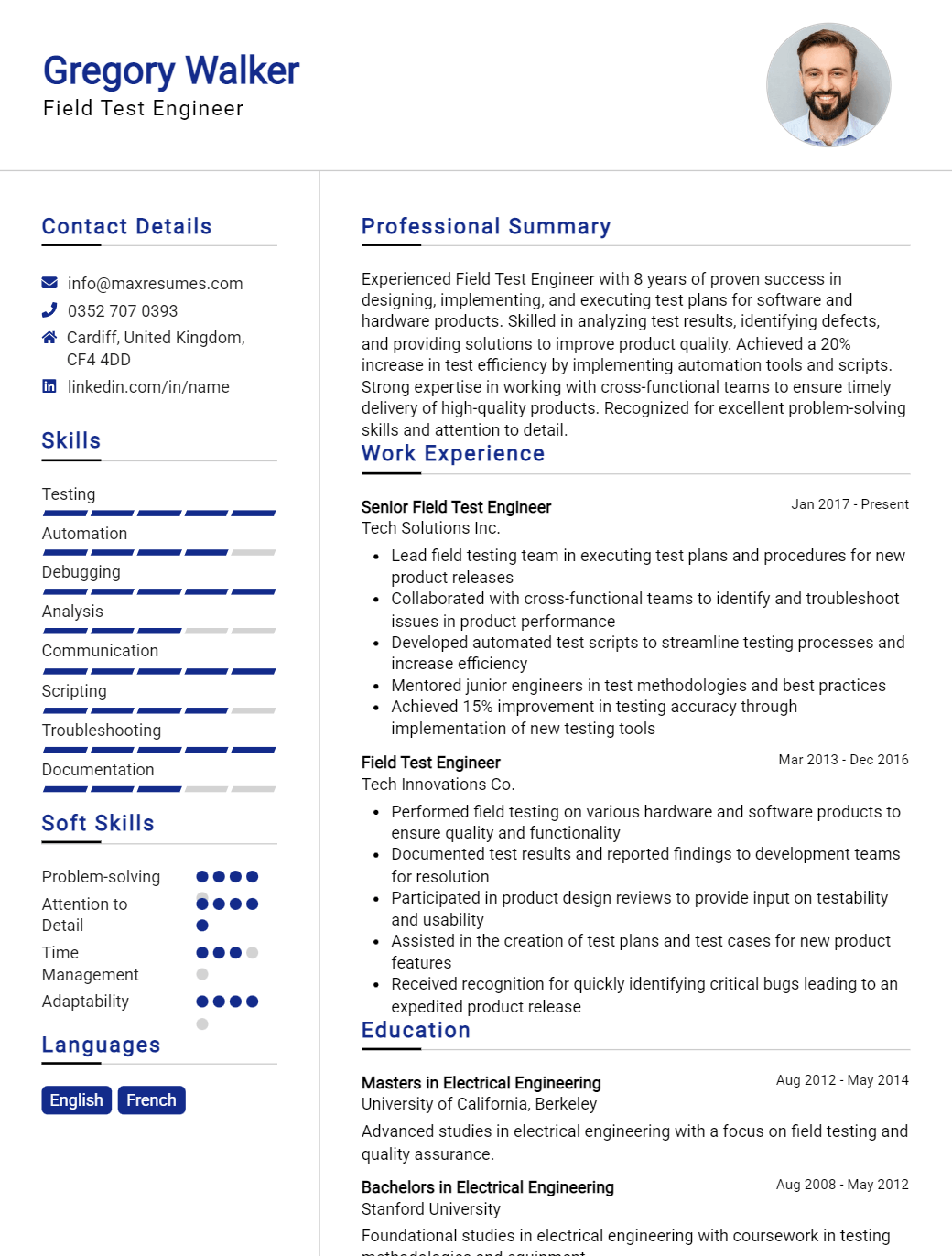 field-test-engineer-resume-sample
