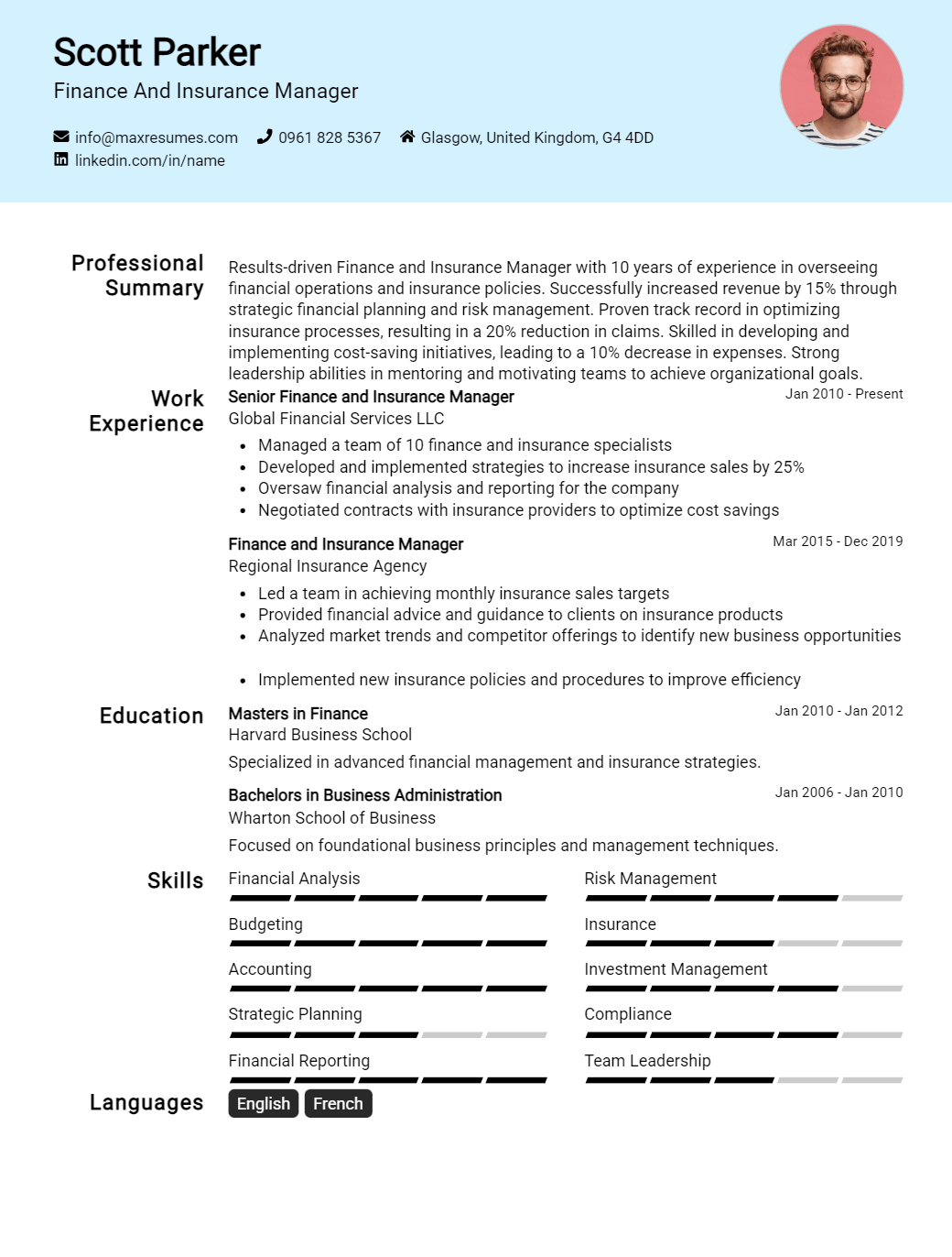 finance-and-insurance-manager-resume-sample