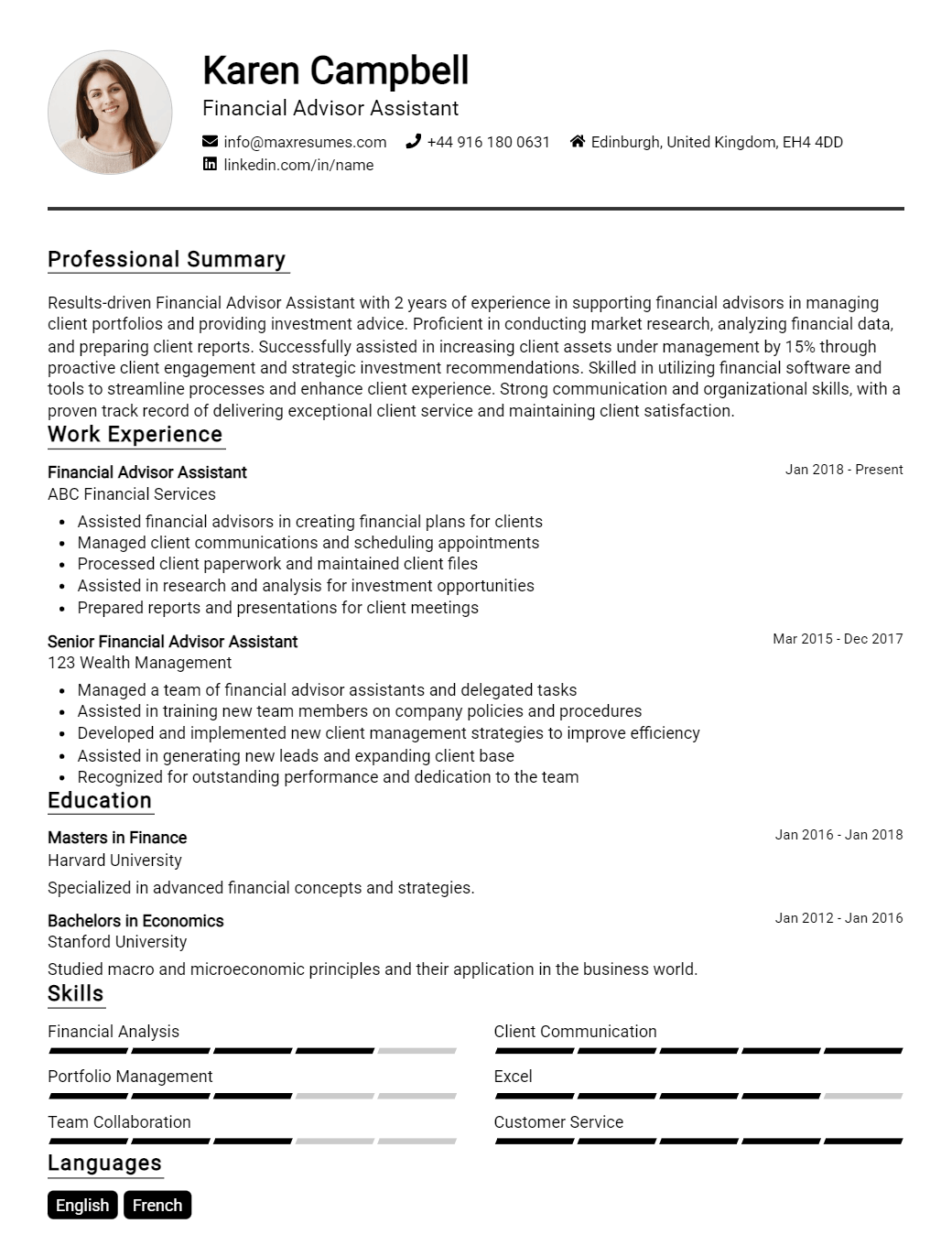 financial-advisor-assistant-resume-sample