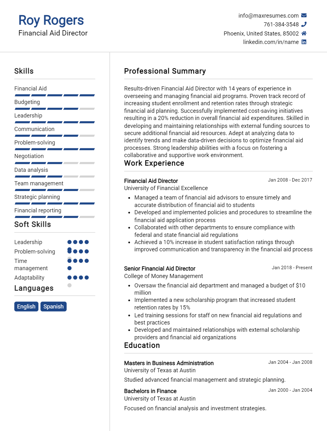 financial-aid-director-resume-sample
