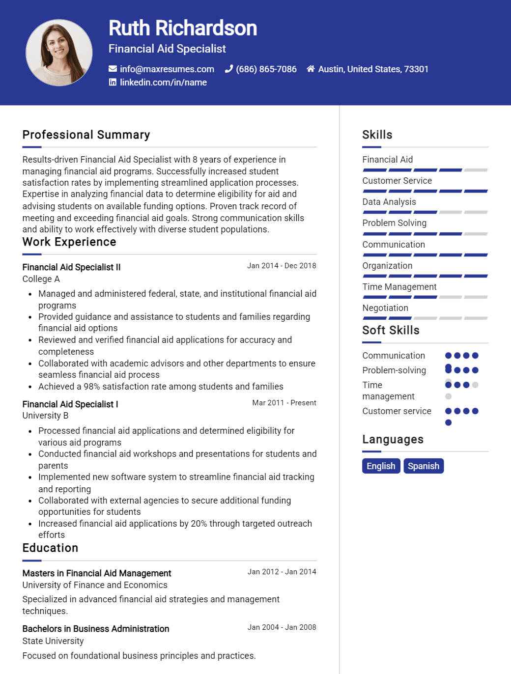 financial-aid-specialist-resume-sample