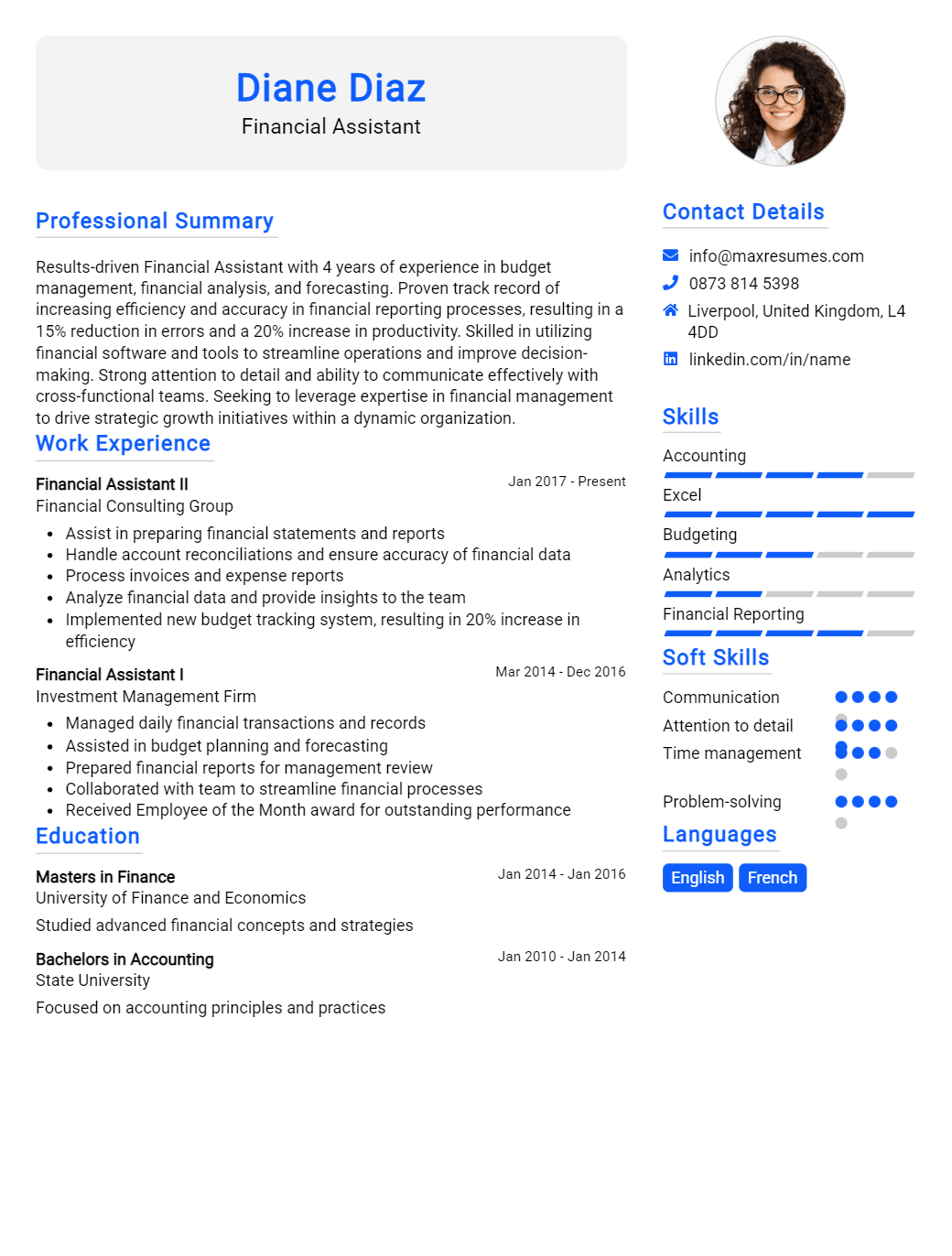 financial-assistant-resume-sample