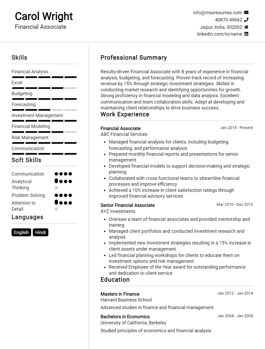 financial-associate-resume-sample