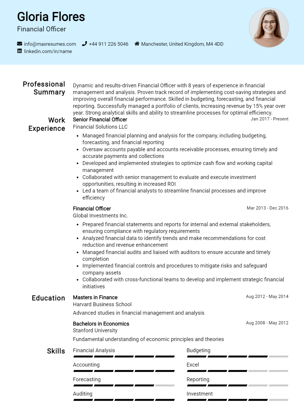 financial-officer-resume-sample