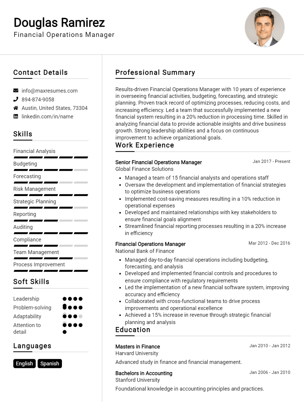financial-operations-manager-resume-sample