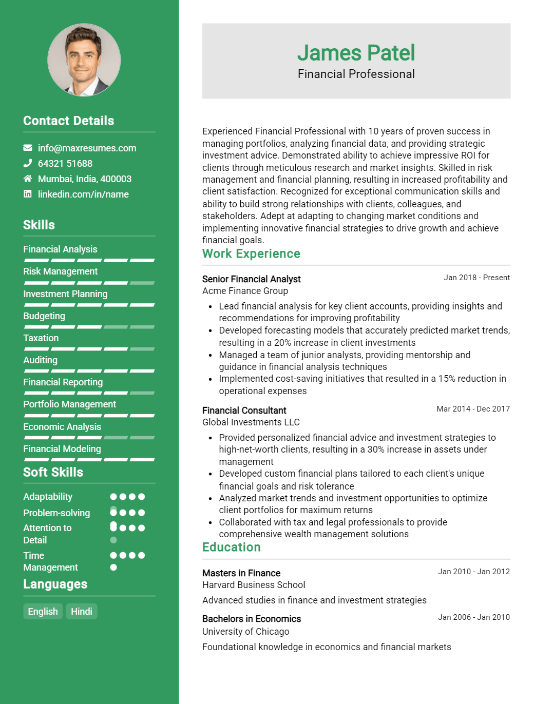 financial-professional-resume-sample