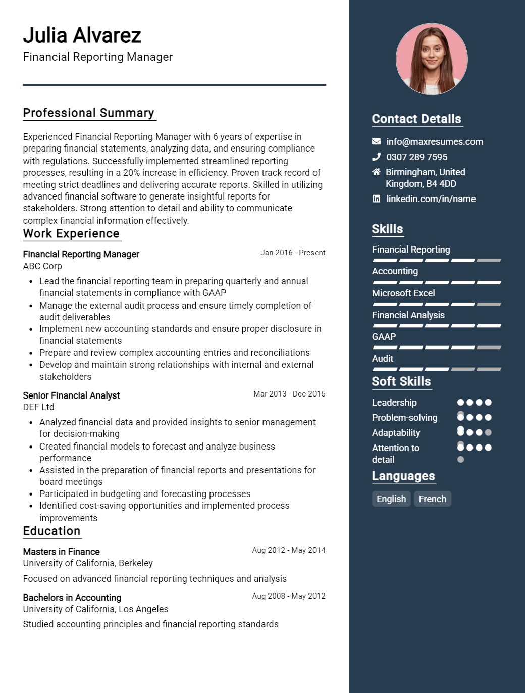 financial-reporting-manager-resume-sample