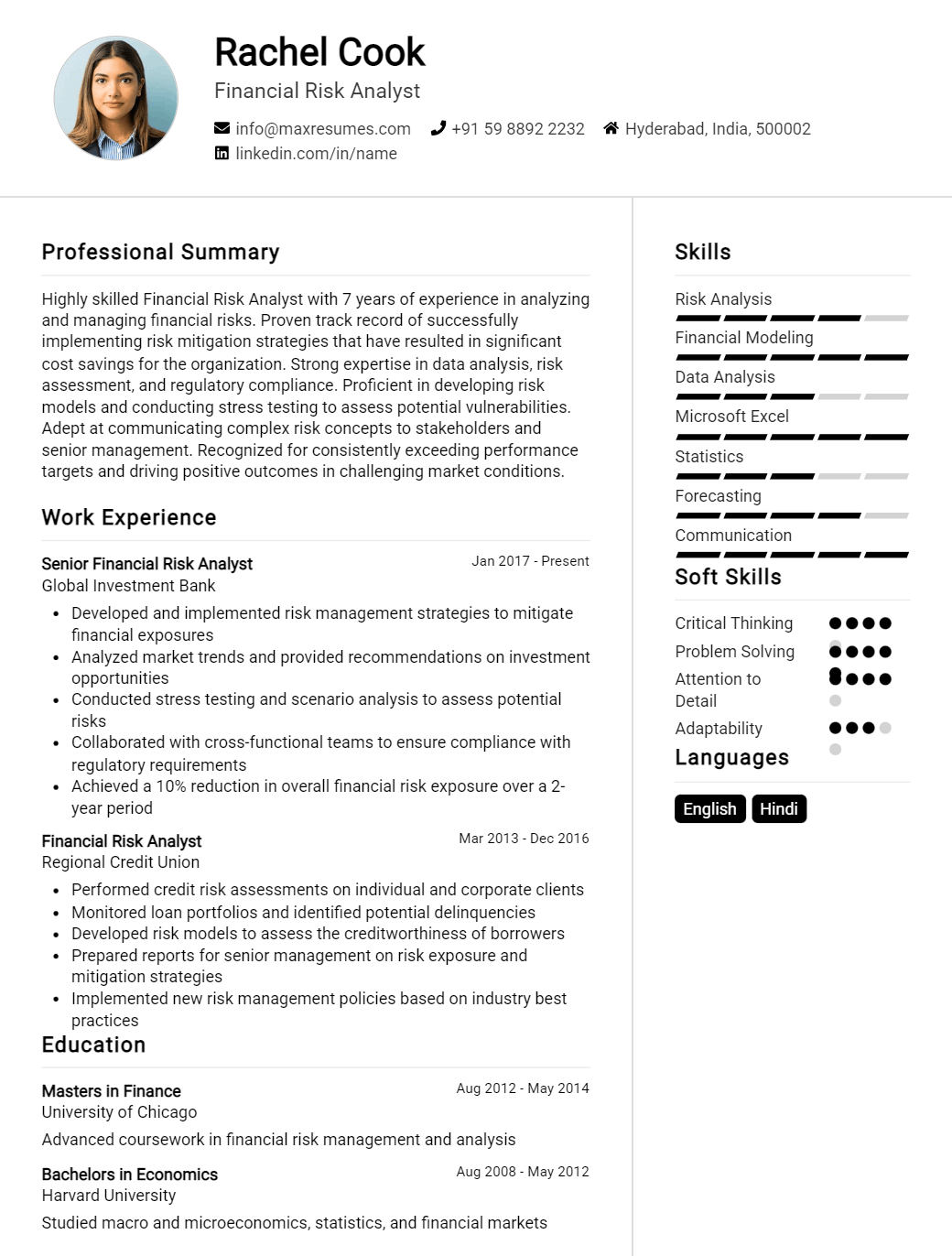 financial-risk-analyst-resume-sample