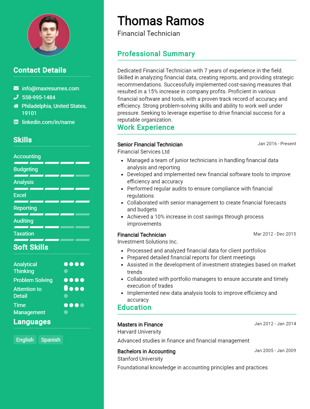 financial-technician-resume-sample