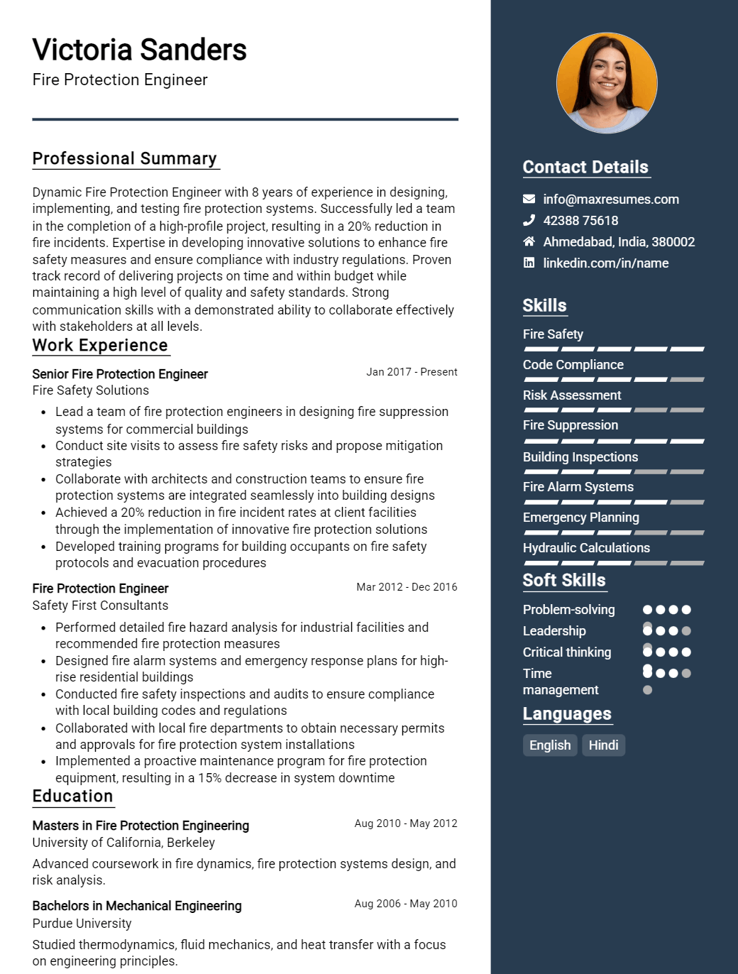 fire-protection-engineer-resume-sample