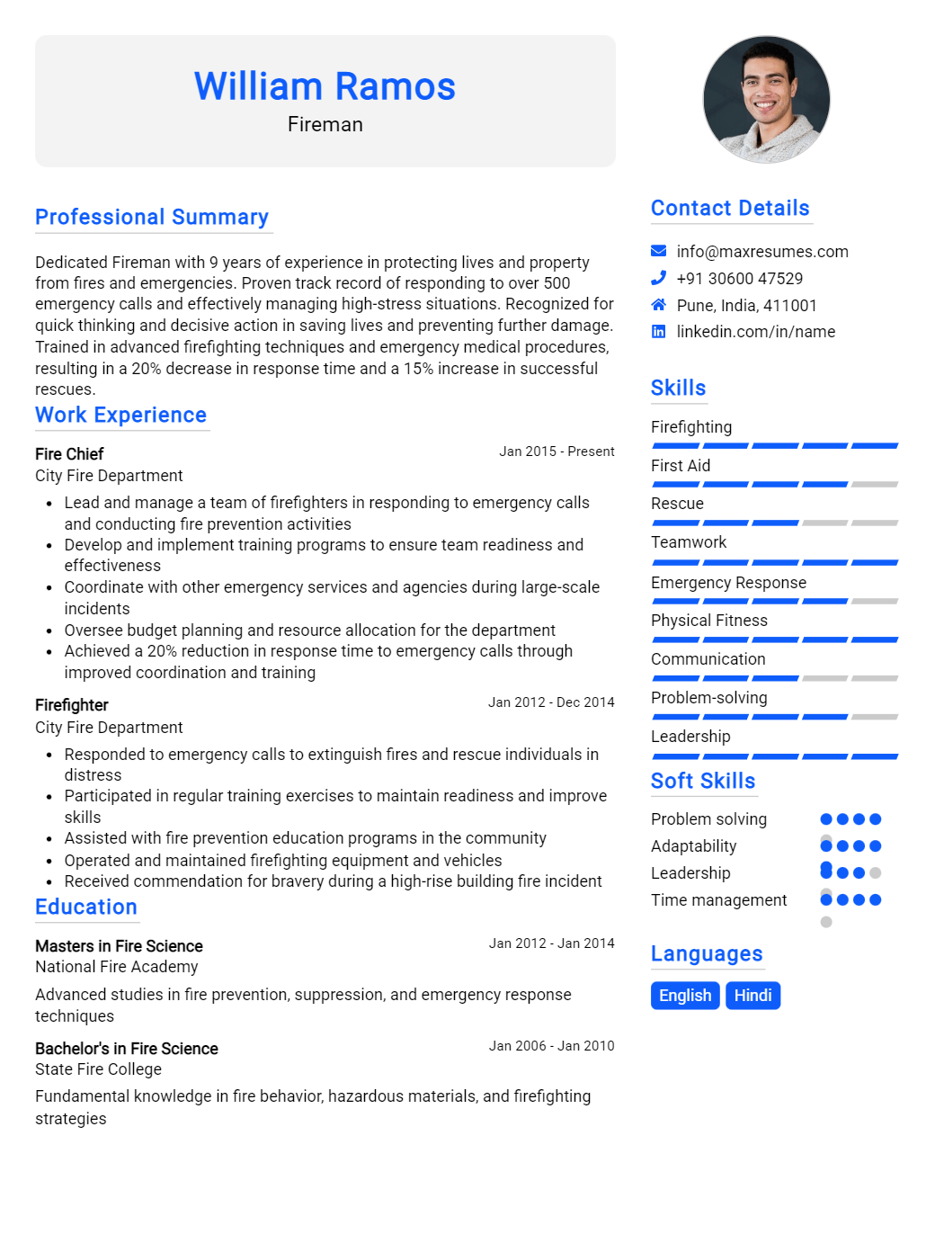 fireman-resume-sample