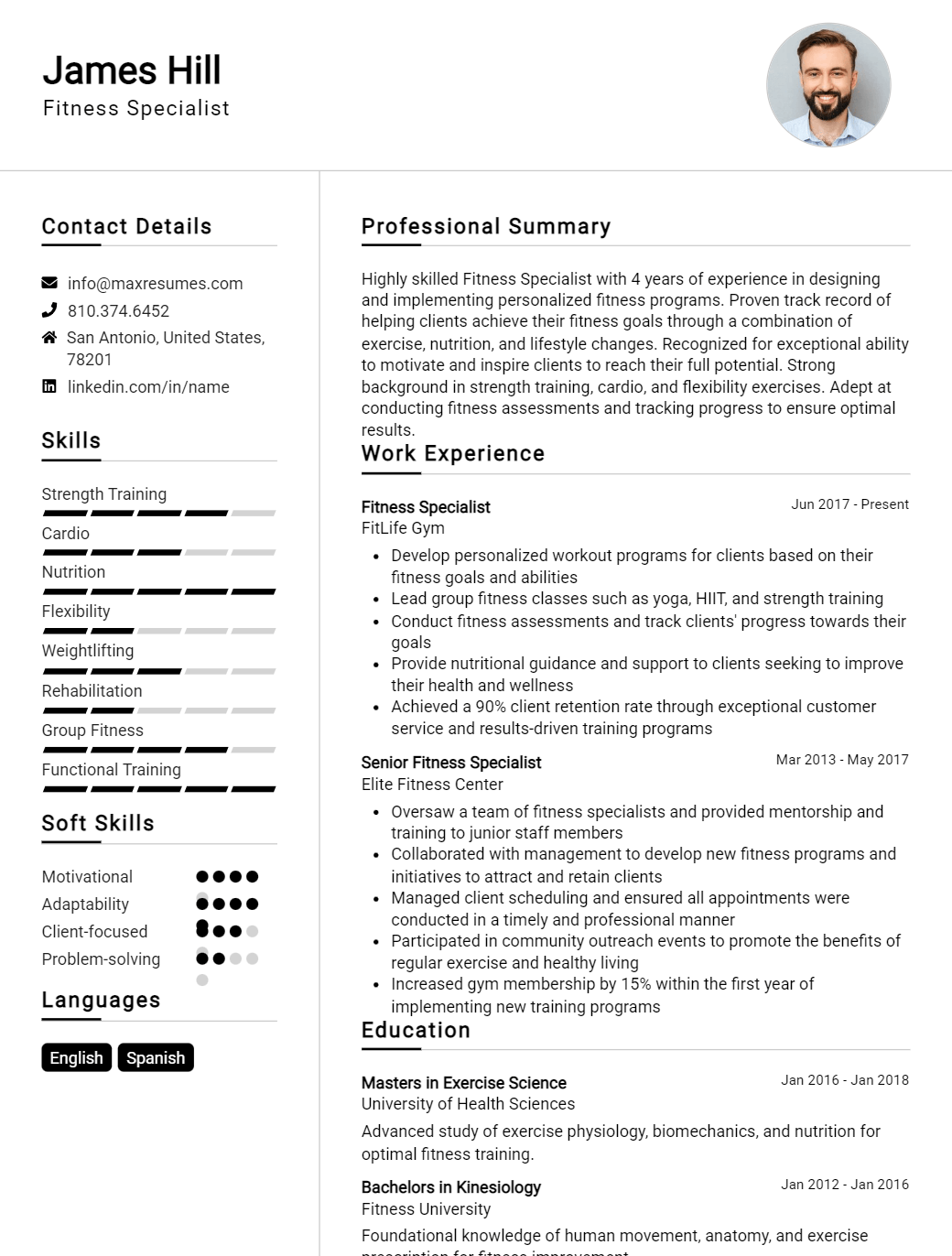fitness-specialist-resume-sample
