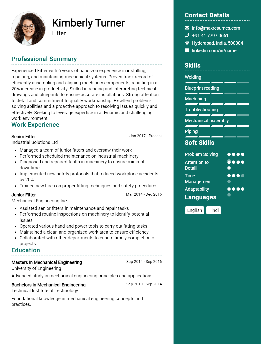 fitter-resume-sample