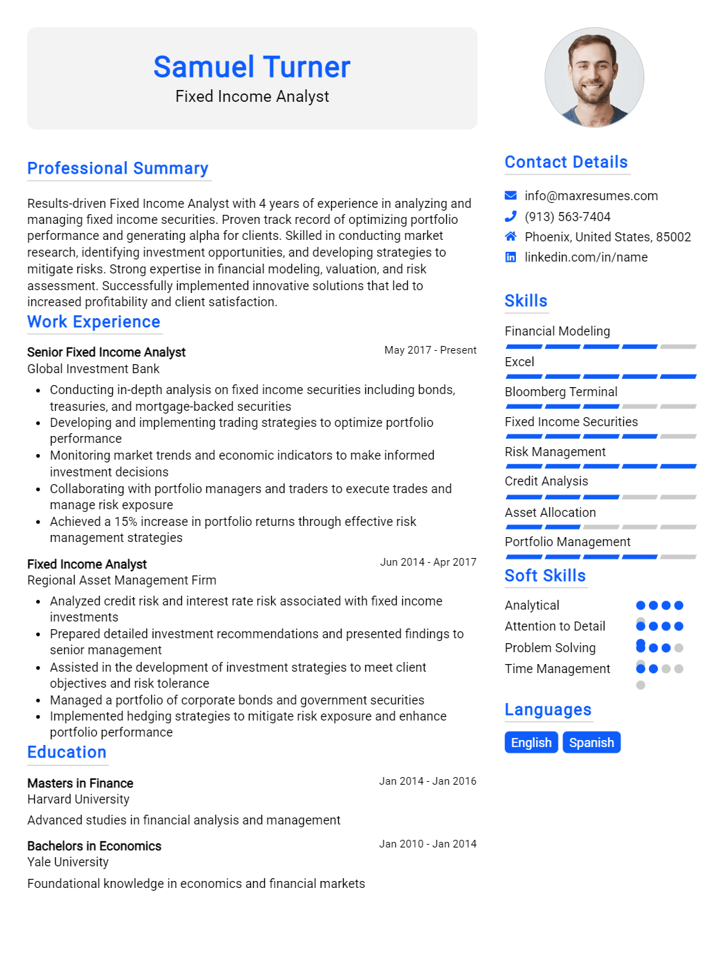 fixed-income-analyst-resume-sample