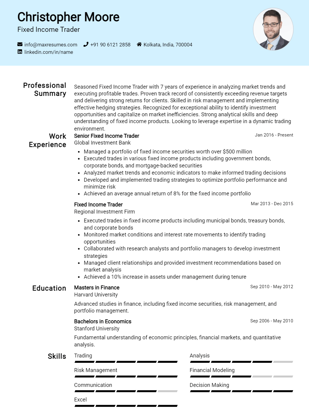 fixed-income-trader-resume-sample