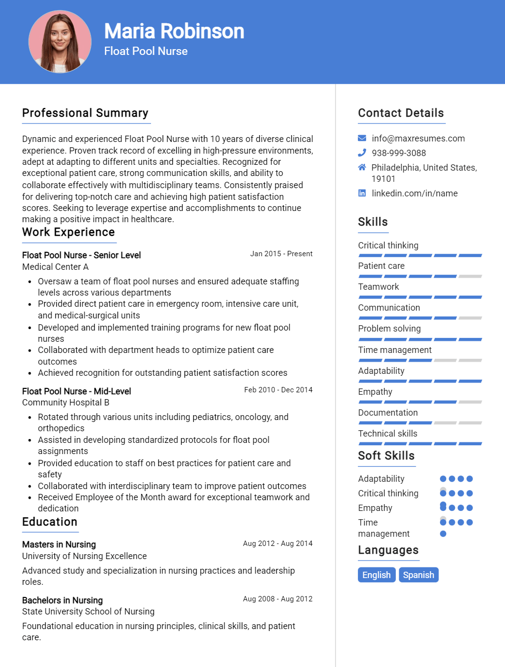 float-pool-nurse-resume-sample