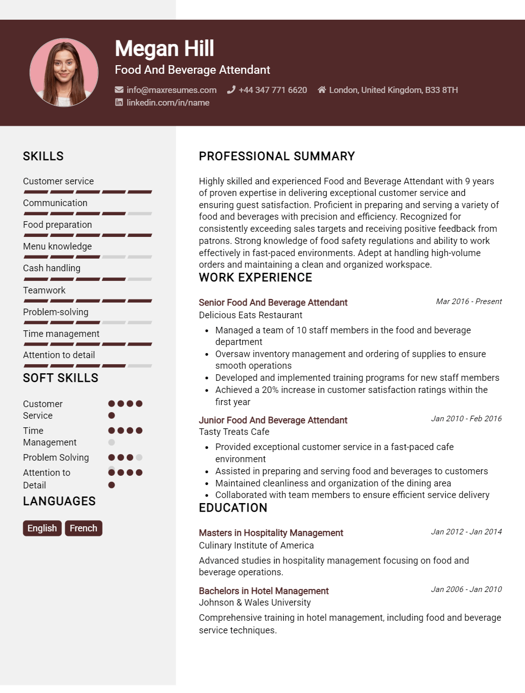 food-and-beverage-attendant-resume-sample