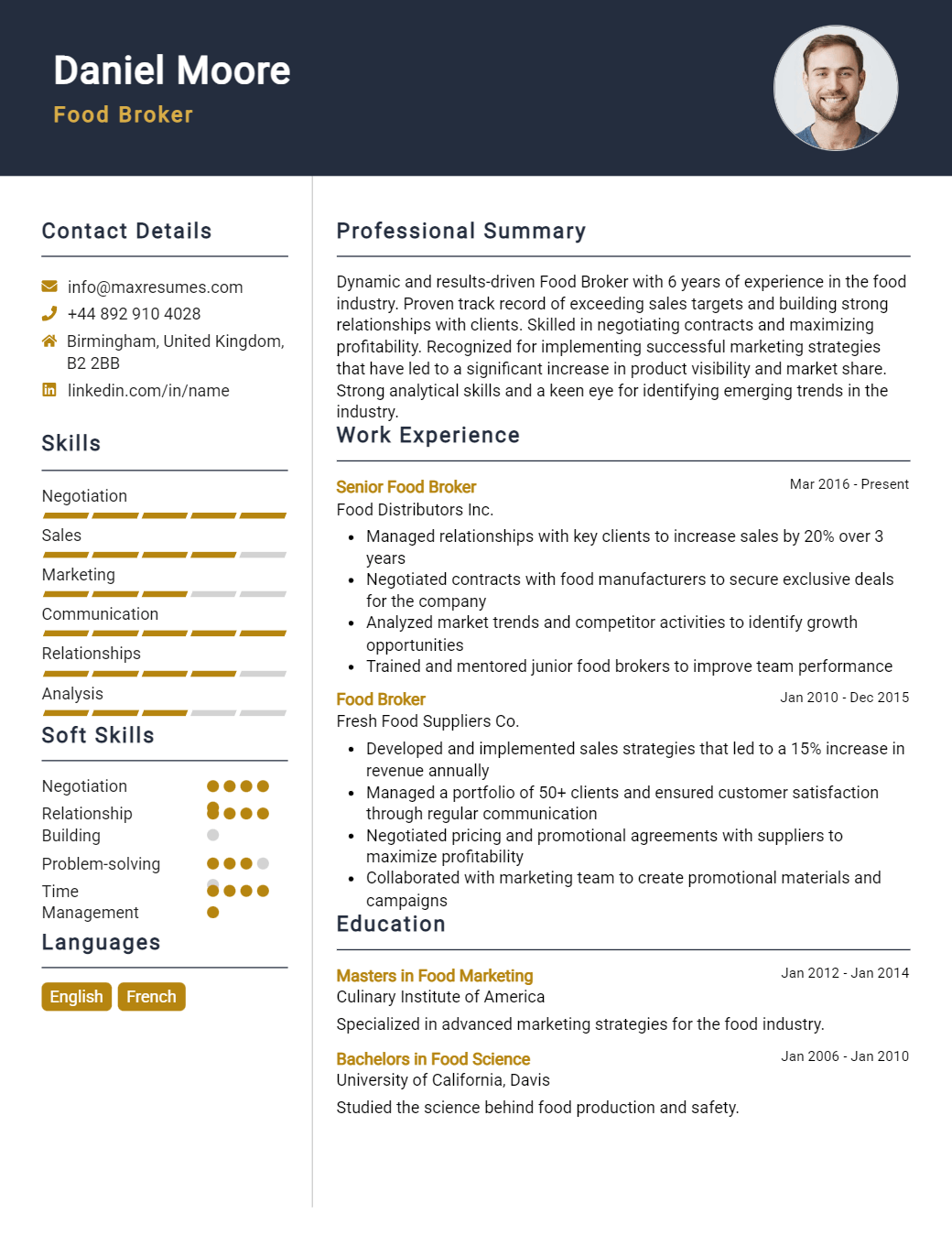 food-broker-resume-sample
