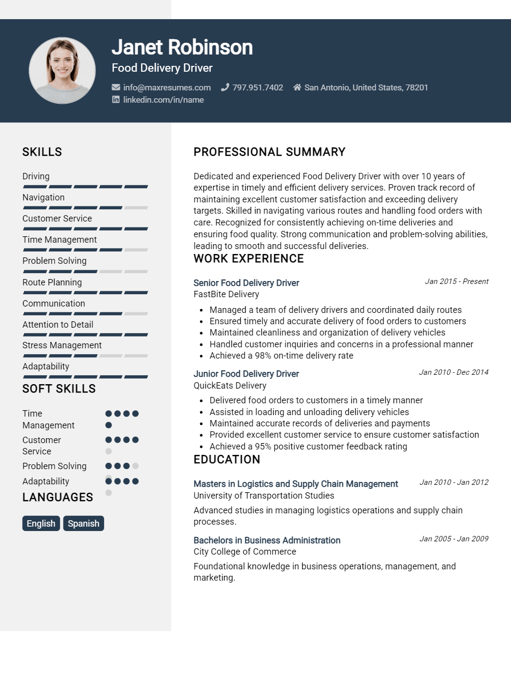 food-delivery-driver-resume-sample
