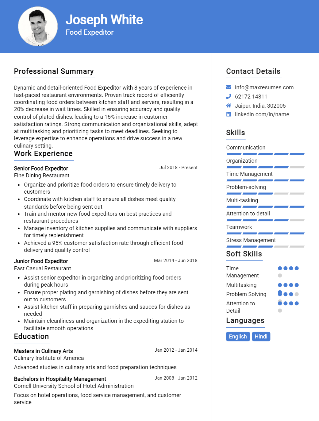 food-expeditor-resume-sample