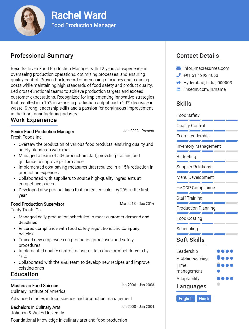 food-production-manager-resume-sample