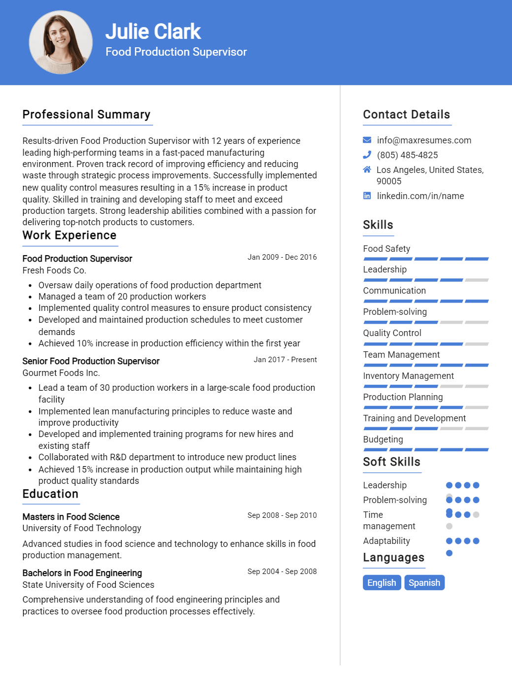 food-production-supervisor-resume-sample