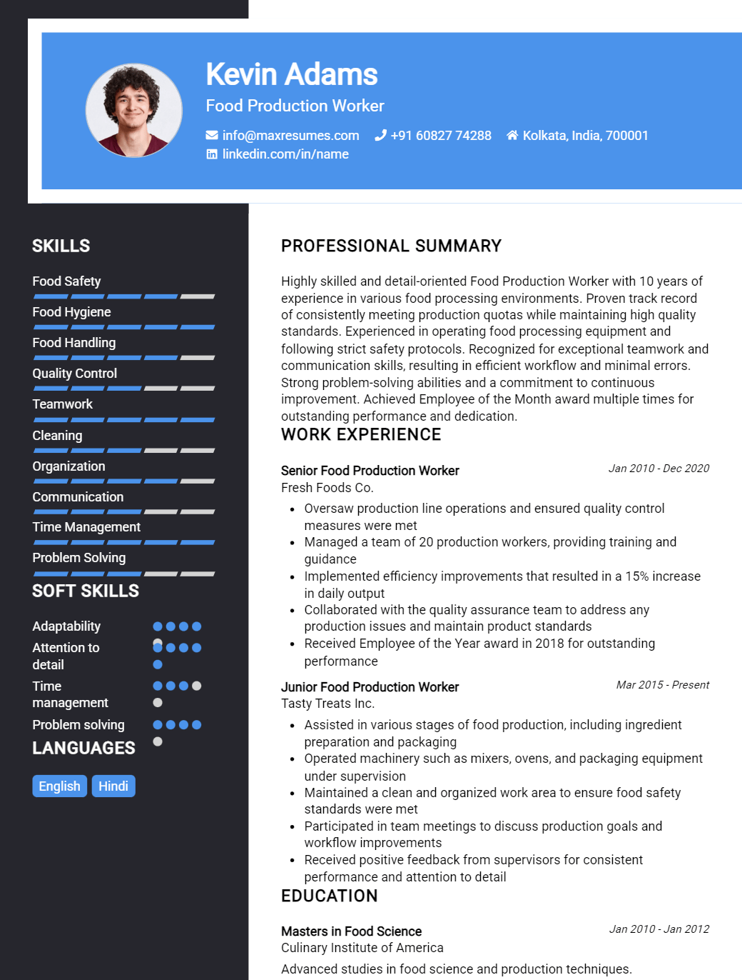 food-production-worker-resume-sample
