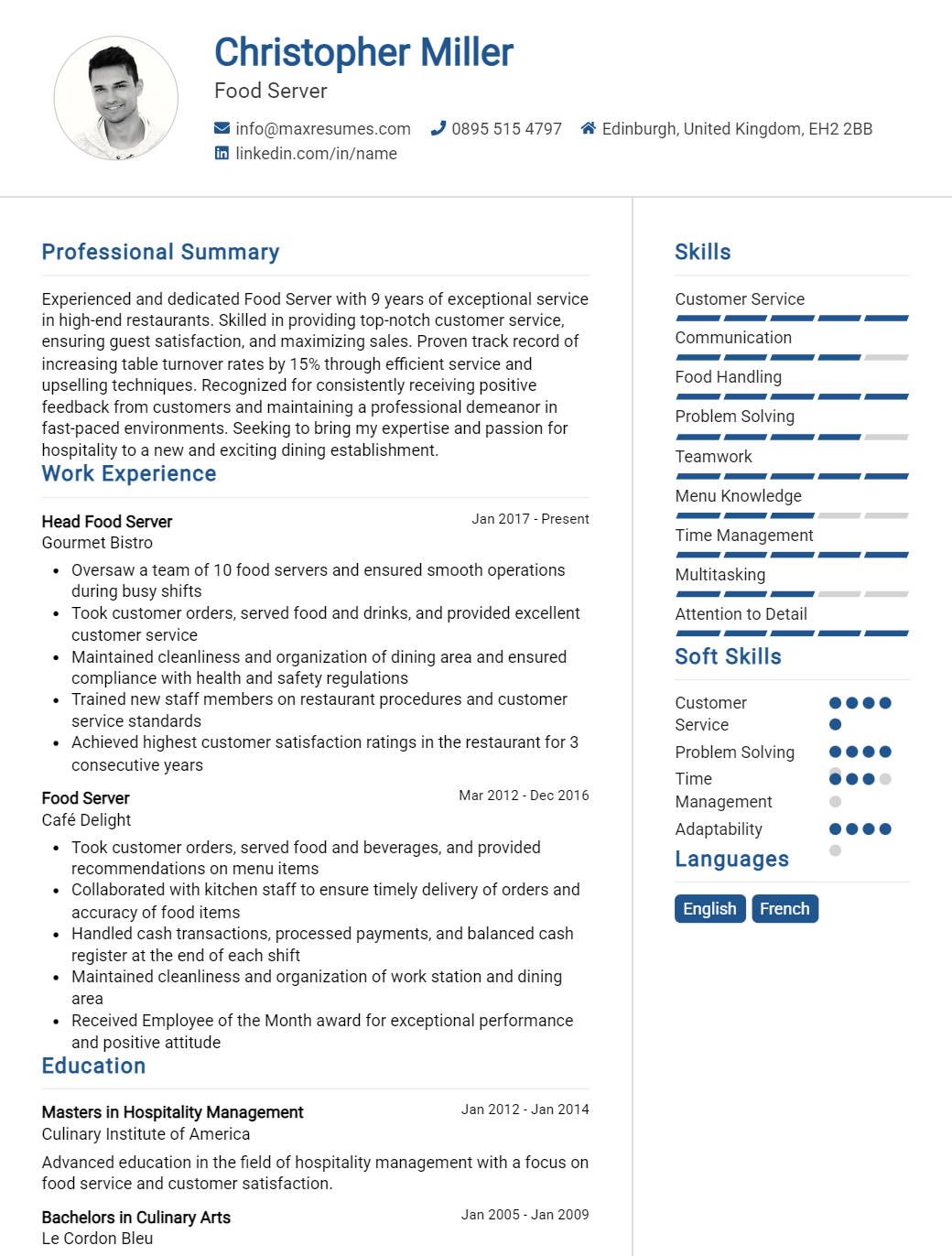 food-server-resume-sample