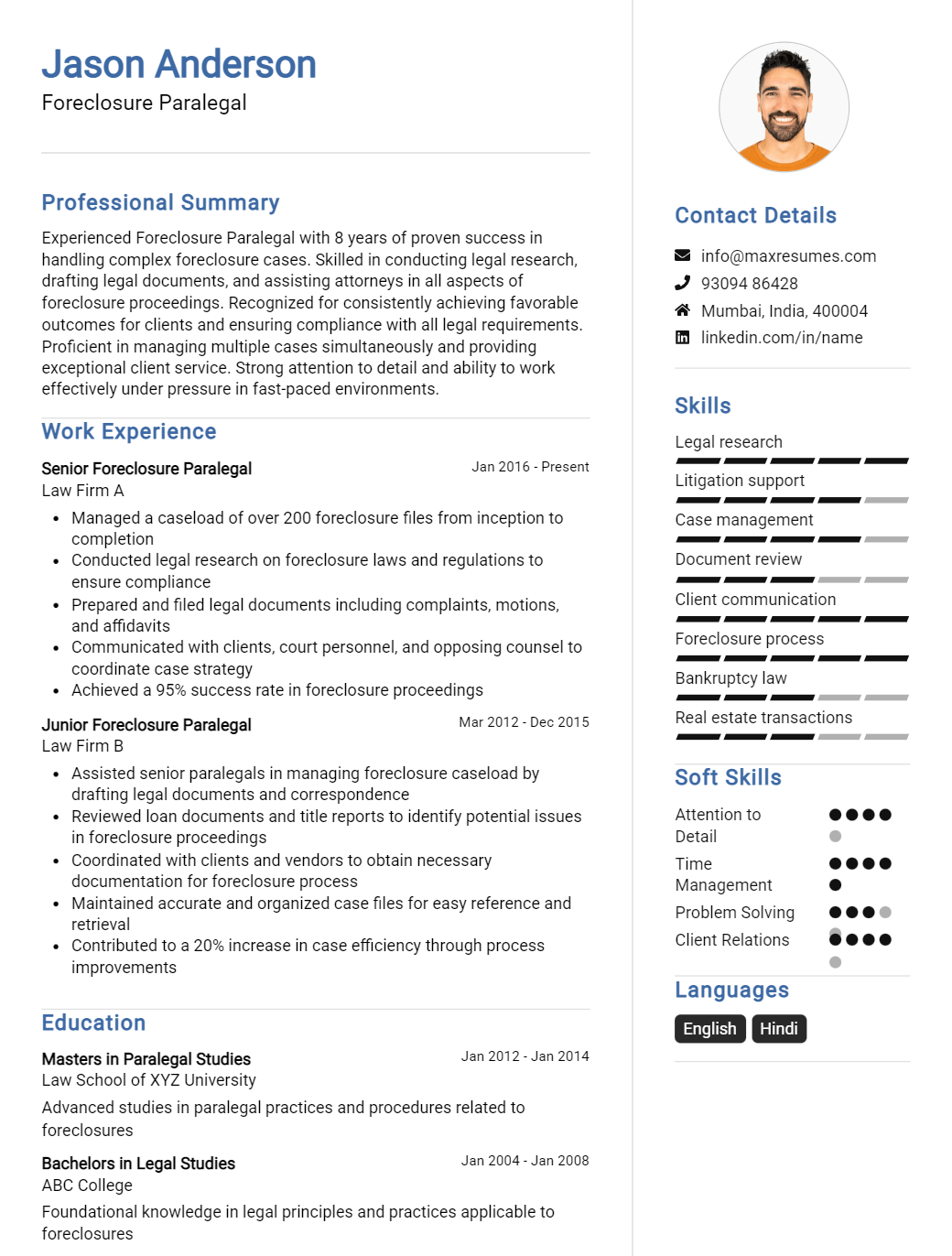 foreclosure-paralegal-resume-sample