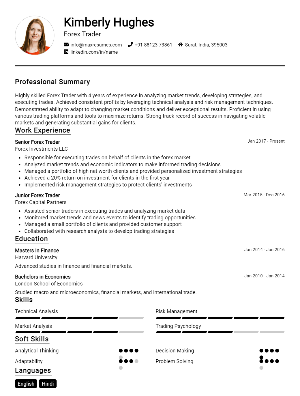 forex-trader-resume-sample