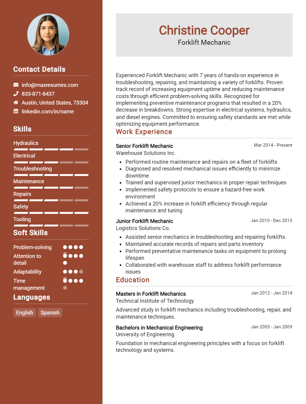 forklift-mechanic-resume-sample