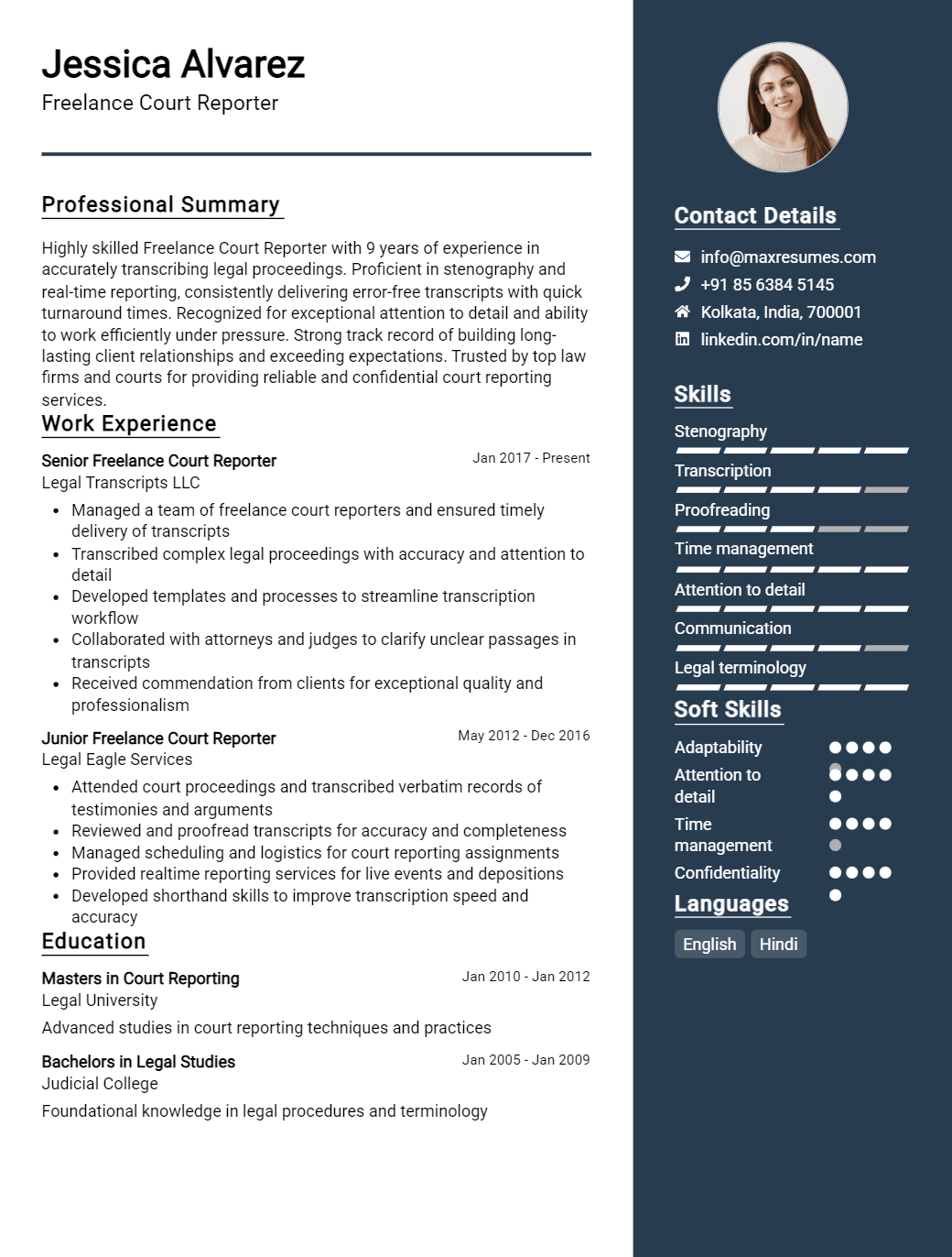 freelance-court-reporter-resume-sample