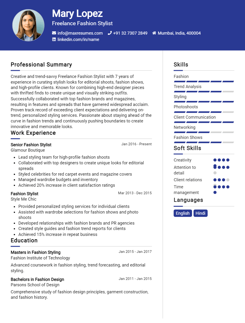 freelance-fashion-stylist-resume-sample