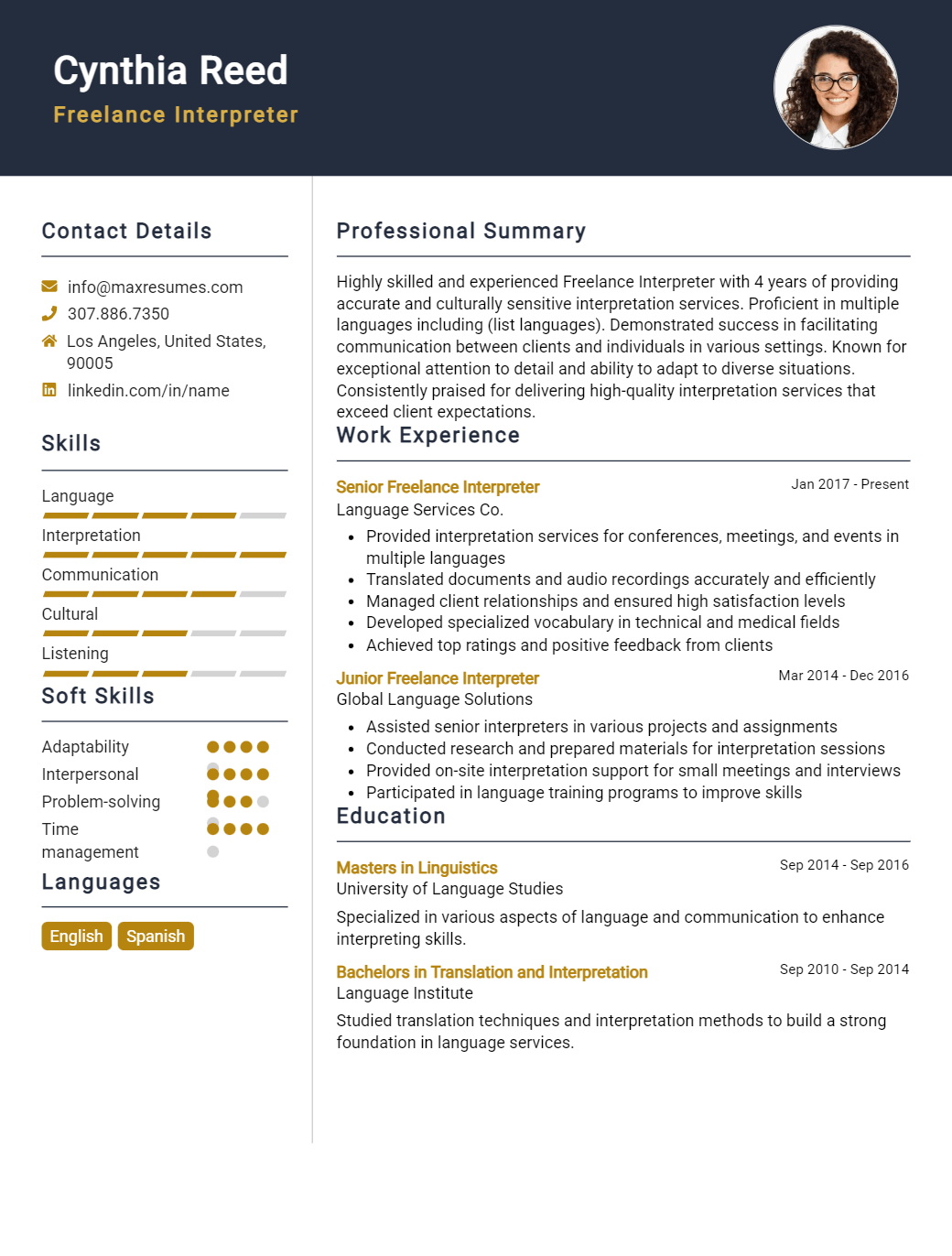 freelance-interpreter-resume-sample