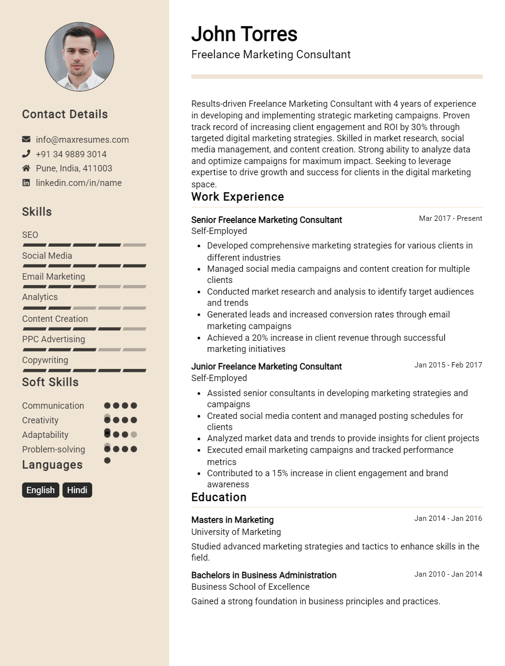 freelance-marketing-consultant-resume-sample