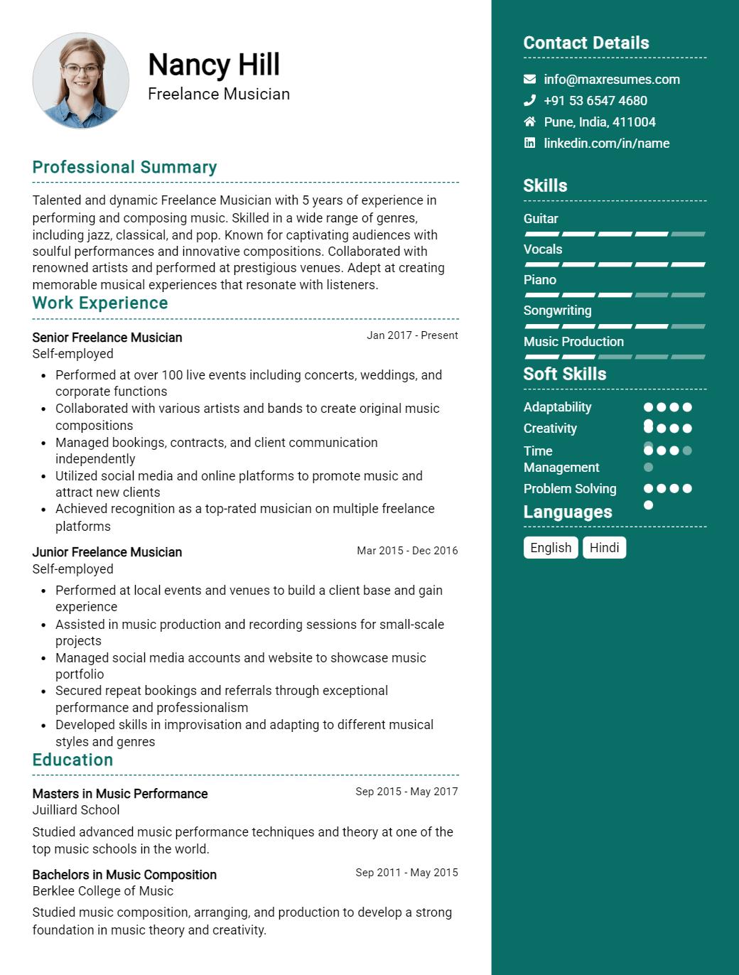 freelance-musician-resume-sample