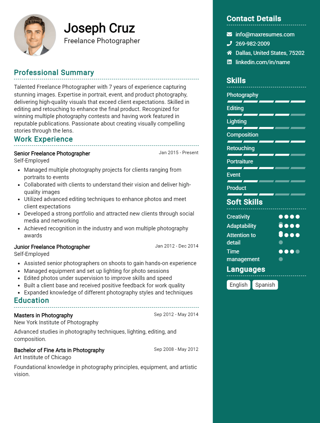 freelance-photographer-resume-sample